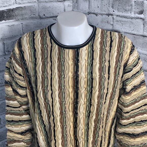 Vintage 90s Tundra 3D Knit Crewneck Grandpa Dad Sweater - Picture 2 of 12